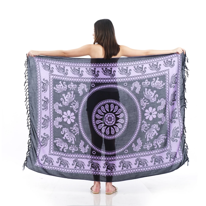 NELUHA Sarong Mandala, Mandala marron vert, 165x110cm